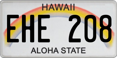 HI license plate EHE208