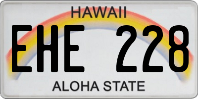 HI license plate EHE228