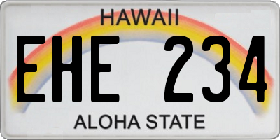 HI license plate EHE234
