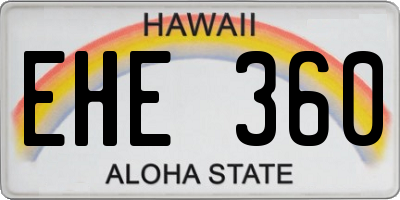 HI license plate EHE360