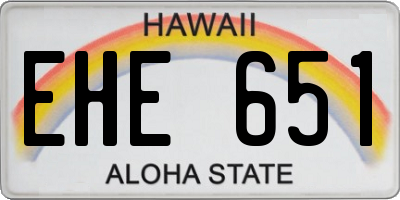 HI license plate EHE651
