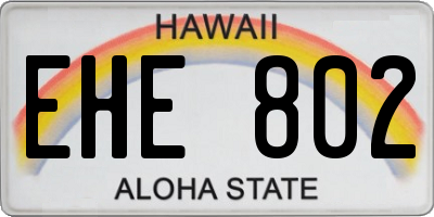 HI license plate EHE802