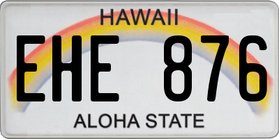 HI license plate EHE876