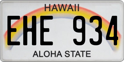 HI license plate EHE934