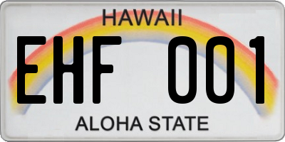 HI license plate EHF001