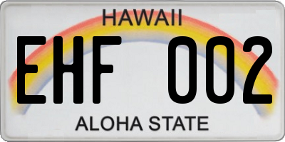 HI license plate EHF002