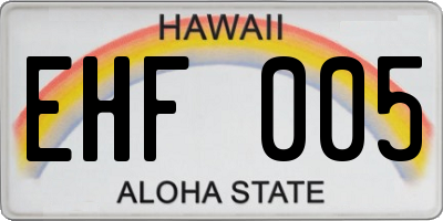 HI license plate EHF005