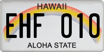 HI license plate EHF010