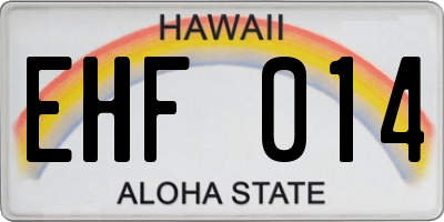 HI license plate EHF014