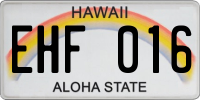 HI license plate EHF016
