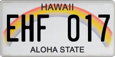HI license plate EHF017