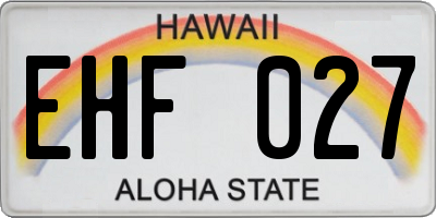 HI license plate EHF027