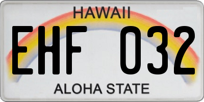 HI license plate EHF032
