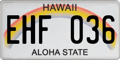 HI license plate EHF036