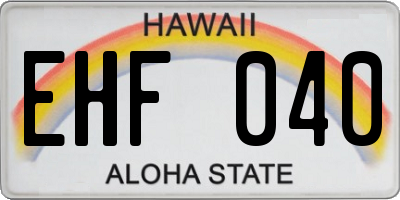 HI license plate EHF040
