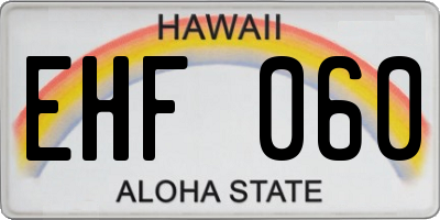 HI license plate EHF060
