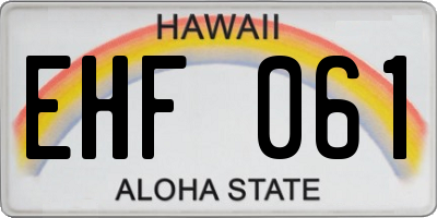 HI license plate EHF061