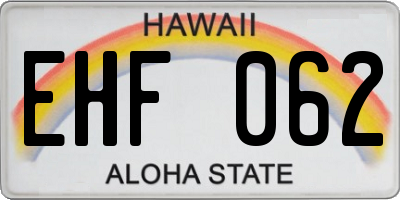 HI license plate EHF062