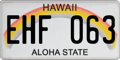 HI license plate EHF063