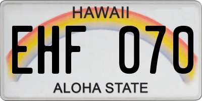 HI license plate EHF070