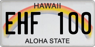 HI license plate EHF100
