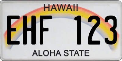 HI license plate EHF123
