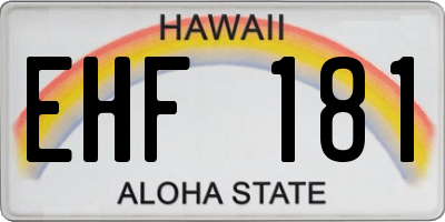 HI license plate EHF181