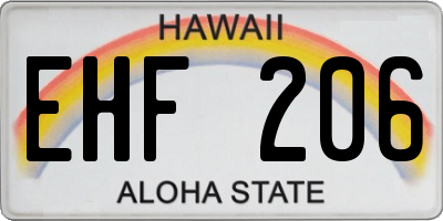 HI license plate EHF206