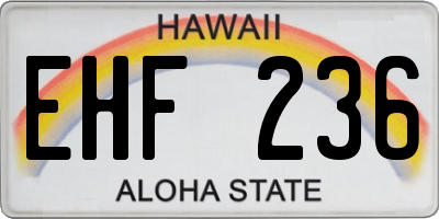 HI license plate EHF236