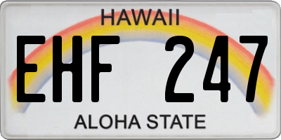 HI license plate EHF247