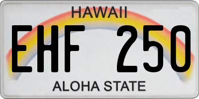 HI license plate EHF250