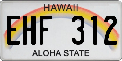 HI license plate EHF312
