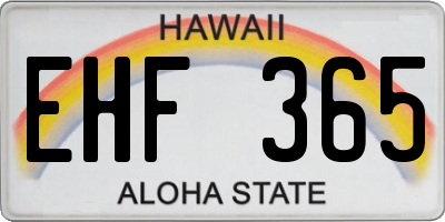 HI license plate EHF365