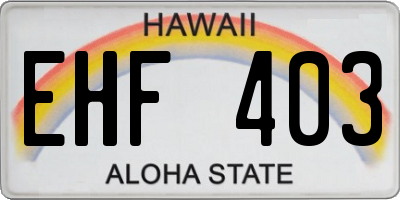 HI license plate EHF403