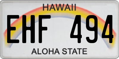 HI license plate EHF494