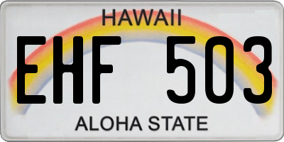 HI license plate EHF503