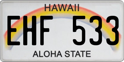 HI license plate EHF533