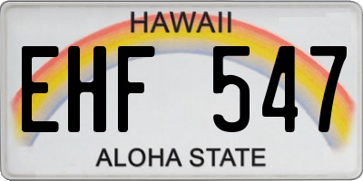 HI license plate EHF547
