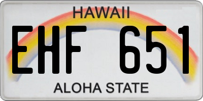 HI license plate EHF651