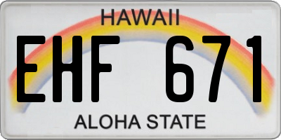 HI license plate EHF671