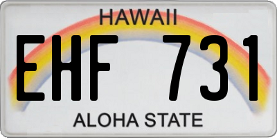 HI license plate EHF731
