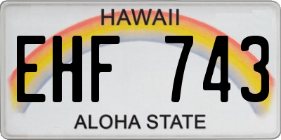 HI license plate EHF743