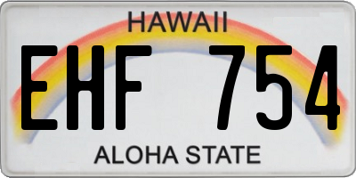 HI license plate EHF754