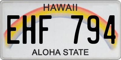 HI license plate EHF794