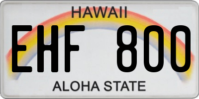 HI license plate EHF800