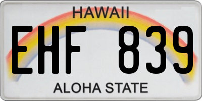 HI license plate EHF839
