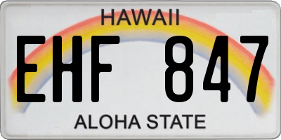 HI license plate EHF847
