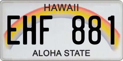 HI license plate EHF881