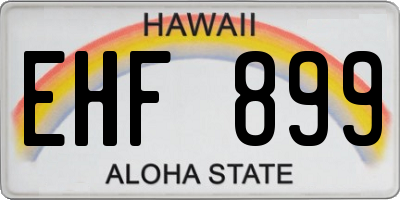 HI license plate EHF899