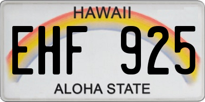 HI license plate EHF925